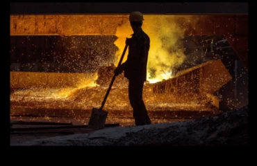 Silhouette of a steelworker